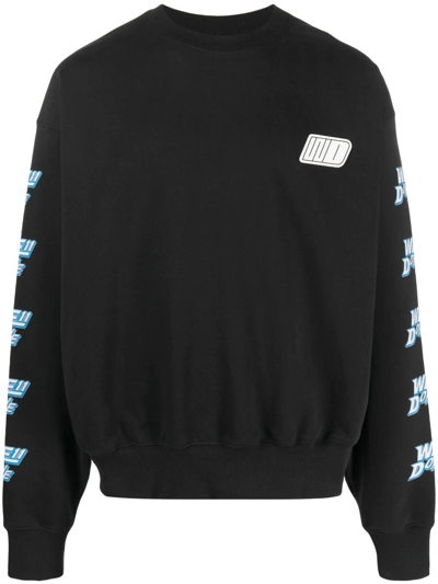 Shop We11 Done Logo-print Cotton Sweatshirt In Black