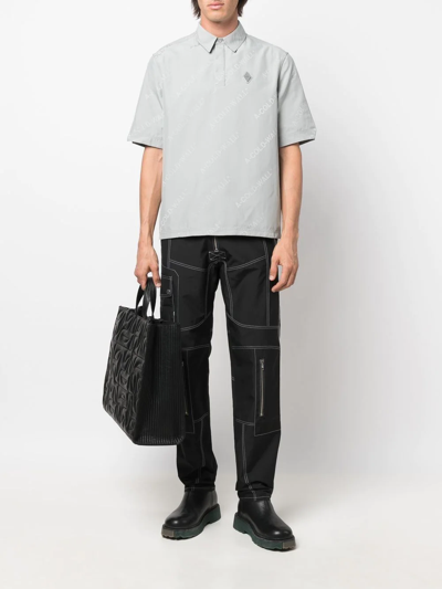 Shop A-cold-wall* Logo-print Short-sleeve Polo Shirt In Grey