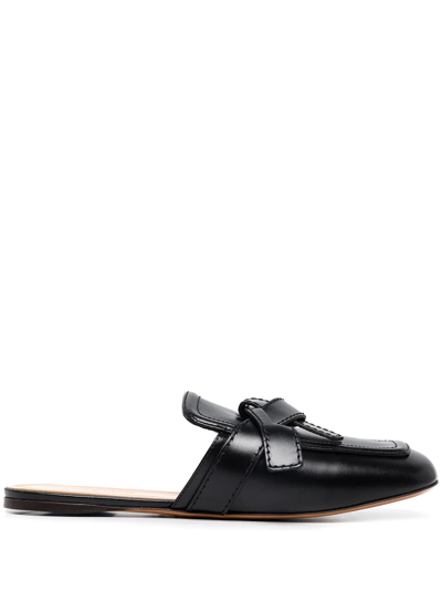 Shop Loewe Gate Knot Leather Mules In 黑色