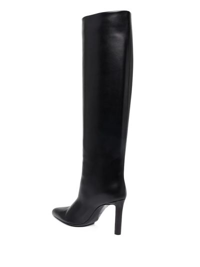 Shop Saint Laurent Kidd Knee-high Leather Boots In 黑色