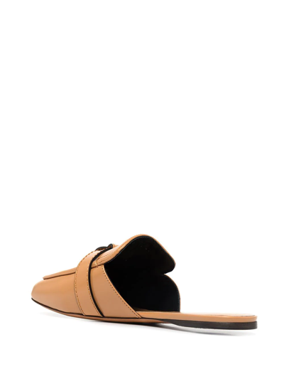 Shop Loewe Gate Knot Leather Mules In 褐色