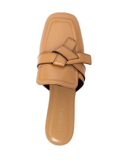 Shop Loewe Gate Knot Leather Mules In 褐色