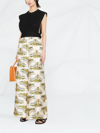 Ferragamo Intarsia-knit Cropped Top In 黑色