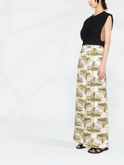 Ferragamo Intarsia-knit Cropped Top In 黑色