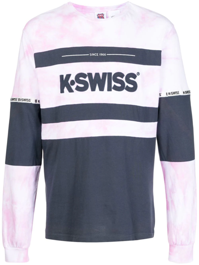 Shop Stain Shade K-swiss Tie-dye Long-sleeve T-shirt In 粉色