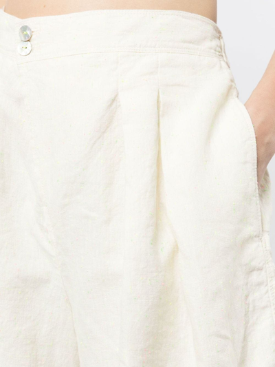Shop Forte Forte Pleat-detail Buttoned Knee-length Shorts In 黄色