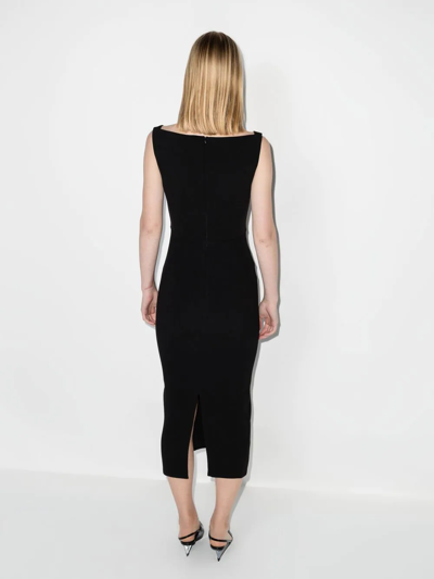 Shop Alex Perry Pagett Midi Pencil Dress In Black
