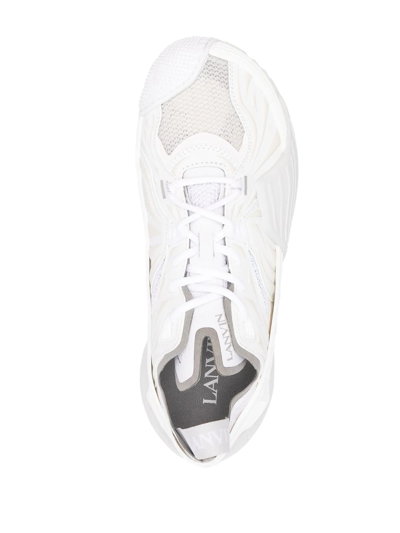 Shop Lanvin Panelled Lace-up Sneakers In White