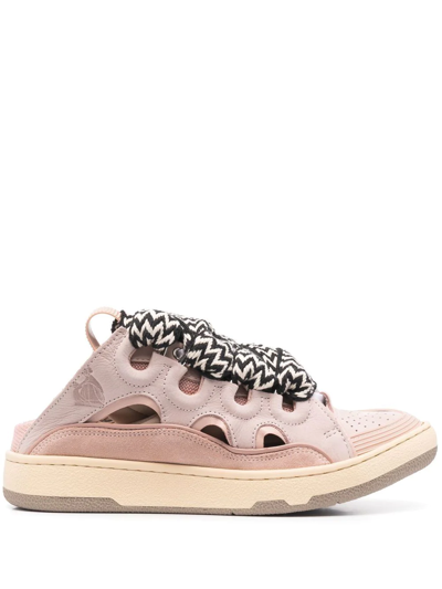 Shop Lanvin Chunky Lace-up Mules In Pink