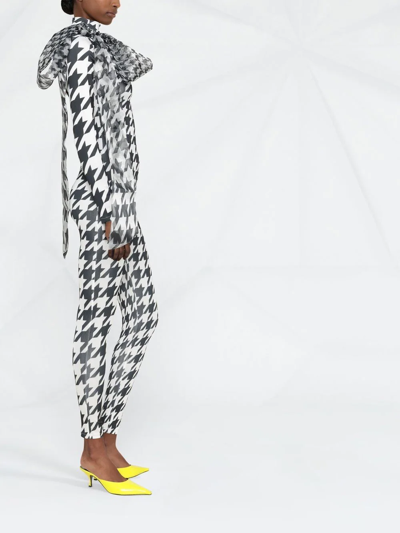 Shop Atu Body Couture Luna Houndstooth-print Jumpsuit In Black