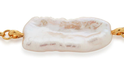 Monica Vinader Womens White Nura Biwa Pearl And 18ct Gold-plated Vermeil Sterling Silver Bracelet 1size In Yellow Gold