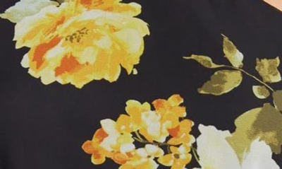 Gibsonlook One Shoulder Blouse In Black Yellow Floral
