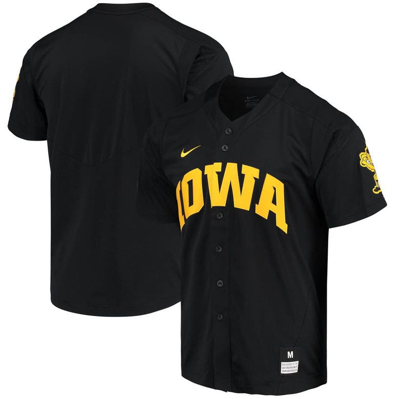 Nike Men's Nike Black Iowa Hawkeyes Replica Vapor Elite Full-Button Baseball  Jersey