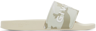 Shop Givenchy Beige Rubber Camouflage Slides In 288 Beige/brown