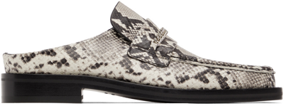 Shop Martine Rose Black & White Leather Mule Loafers In Faux Snake