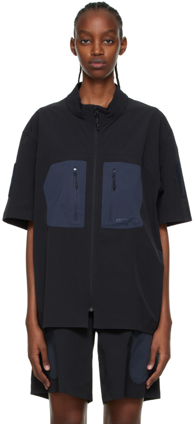 Shop Arc'teryx System A Black Axle Short Sleeve Jacket In Midnight Black