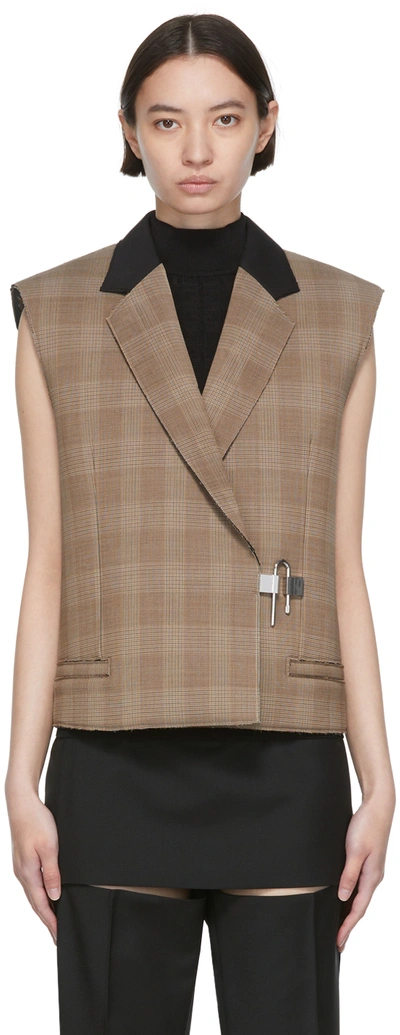 Shop Givenchy Brown Wool Sleeveless Blazer In 234