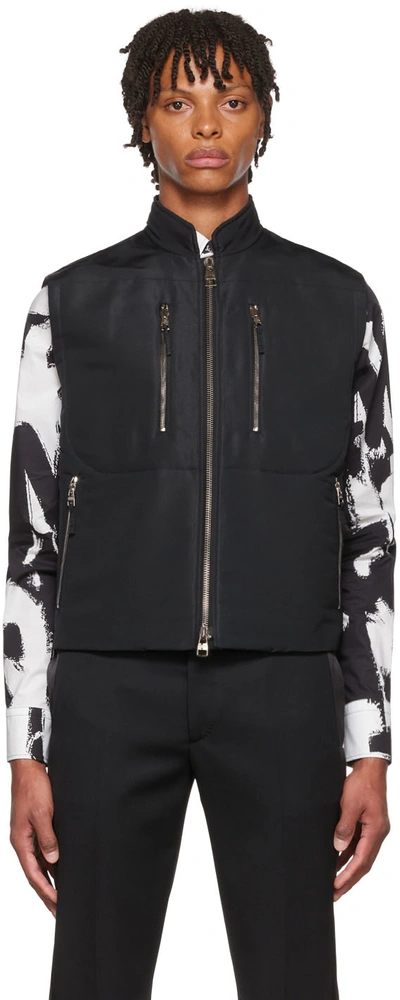 Alexander Mcqueen Black Polyester Vest In 1000 Black