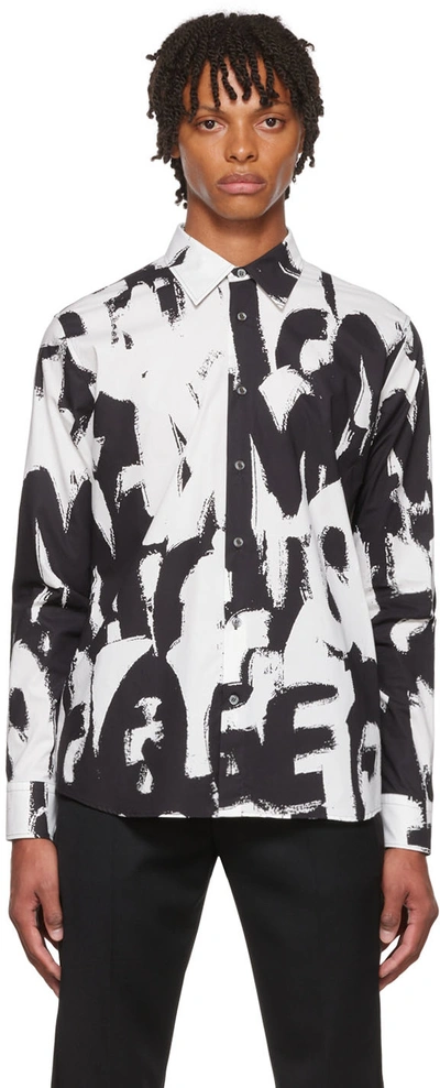 Shop Alexander Mcqueen Black & White Graffiti Shirt In 9080 White/black