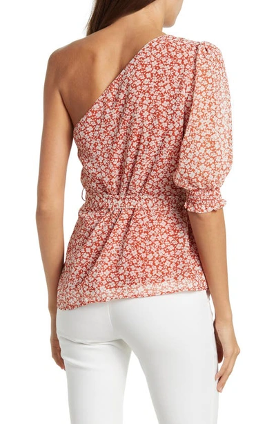 Gibsonlook One Shoulder Blouse In Rust Ditsy