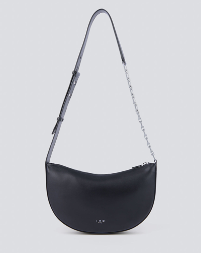 Shop Iro Arcslouchy Calfskin Leather Bag With Chain In Black