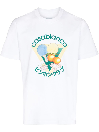 Shop Casablanca Men's White Cotton T-shirt