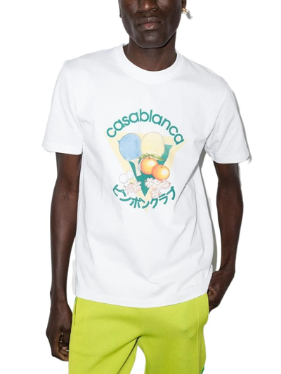 Shop Casablanca Men's White Cotton T-shirt