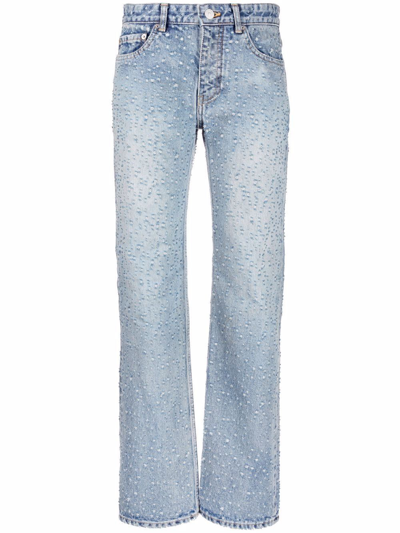 Shop Balenciaga Women's Blue Cotton Jeans