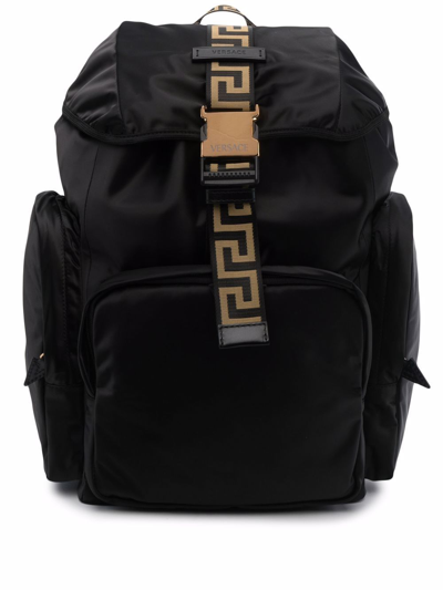 Shop Versace Men's Black Polyamide Backpack