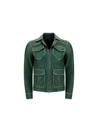 Shop Salvatore Santoro Men's Green Other Materials Outerwear Jacket