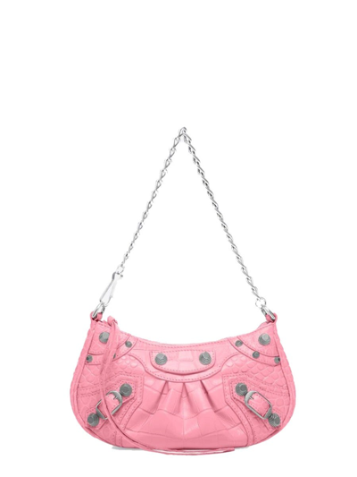 Shop Balenciaga Pink Le Cagole Mini Bag With Chain