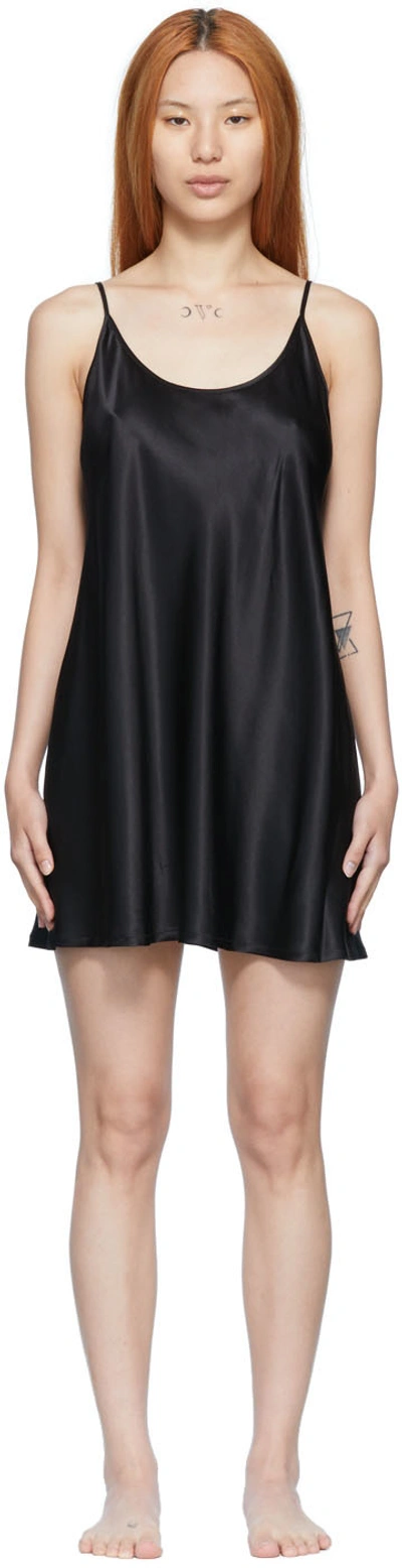 Shop La Perla Black Silk Mini Dress In 0002 Nero