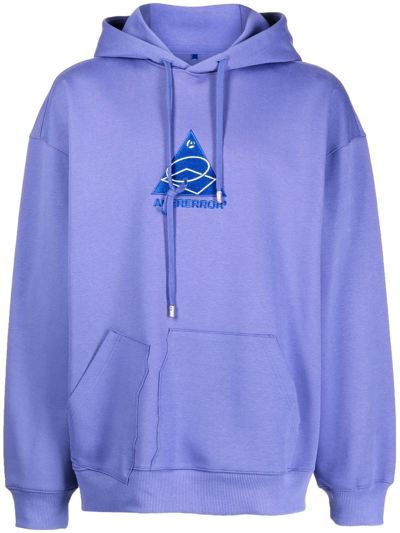 Shop Ader Error Embroidered-logo Asymmetric-pocket Hoodie In Purple