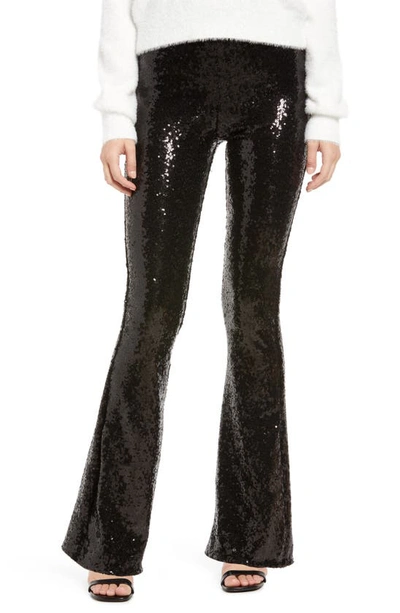 Shop Commando Sequin Flared Leggings In Black