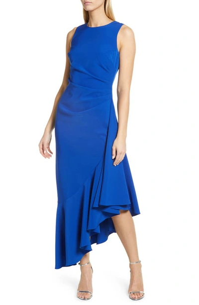 Shop Eliza J Asymmetric Ruffle Hem Cocktail Dress In Cobalt