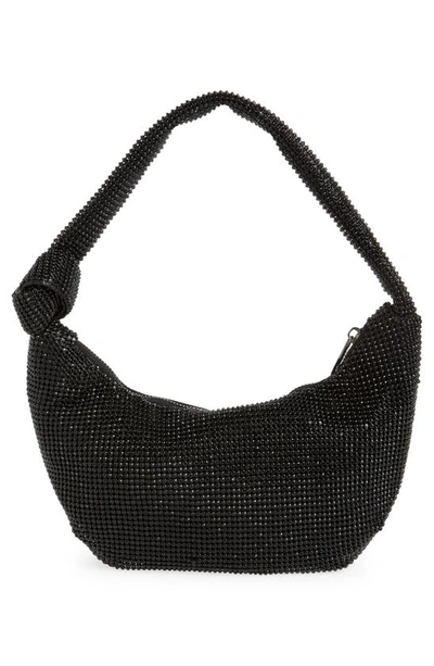 Olga Berg Jessica Crystal Croissant Bag In Black