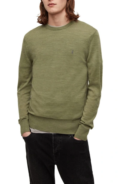 Shop Allsaints Mode Slim Fit Wool Sweater In Moss Green Marl