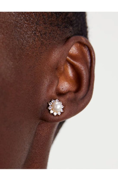 Shop Kate Spade New York Imitation Pearl & Crystal Halo Stud Earrings In White Multi