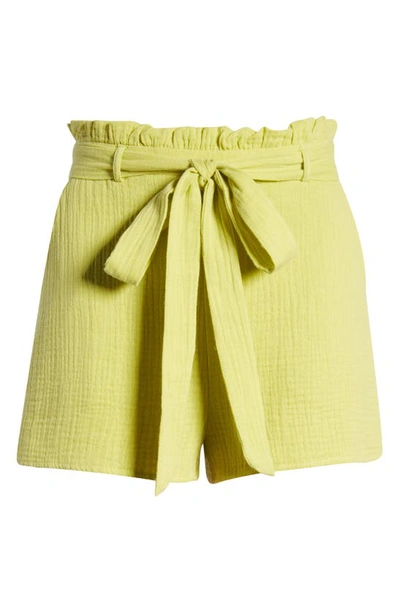 Lulus Friendship Lime Green Paperbag Waist Shorts In Lime Green