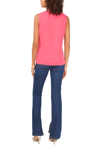Shop Vince Camuto Ruffle Neck Sleeveless Georgette Blouse In Geranium