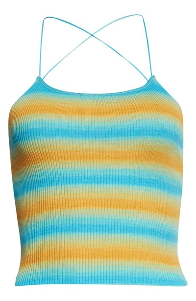 Shop Paloma Wool Keywest Ribbed Stripe Mako Cotton Crop Top In Medium Blue