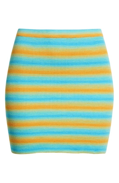 Shop Paloma Wool Agra Ribbed Stripe Mako Cotton Miniskirt In Medium Blue