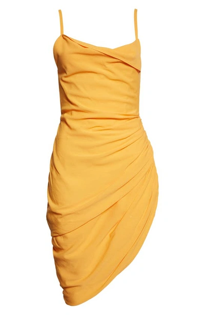 Shop Jacquemus La Robe Saudade Asymmetric Draped Minidress In Orange