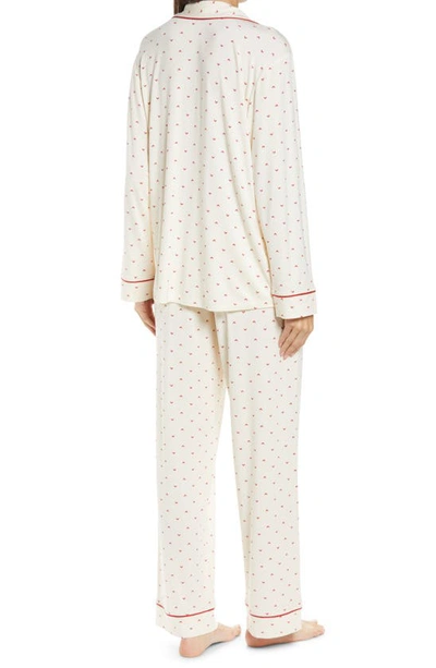 Shop Eberjey 'sleep Chic' Knit Pajamas In Envelope Heart-bone/ Haute Red