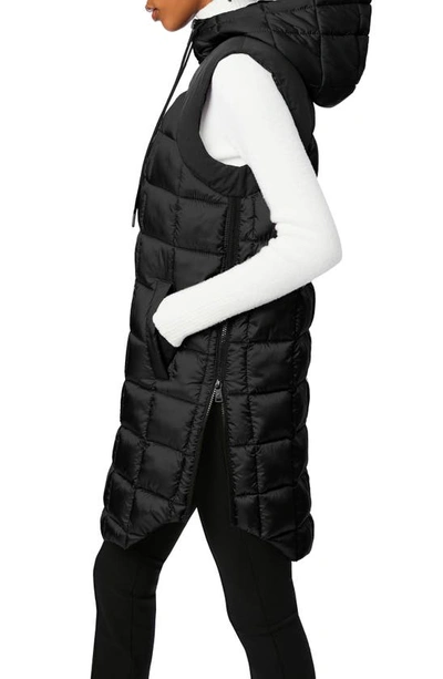 Shop Bernardo Box Quilt Long Hooded Vest In Black