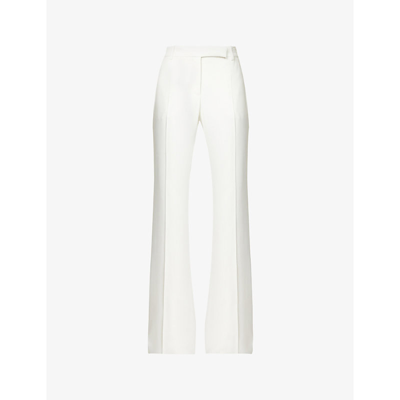 Shop Alexander Mcqueen Women's Light Ivory Pleated Regular-fit Flared Mid-rise Woven Trousers