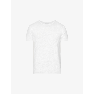 Shop Derek Rose Jordan Crewneck Linen T-shirt In White