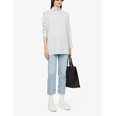 Shop Citizens Of Humanity Daphne Cropped Straight-leg High-rise Cotton-blend Jeans In Checkmate
