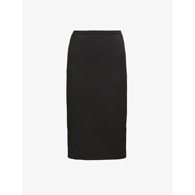 Shop Max Mara Conero High-rise Cotton-blend Midi Skirt In Black