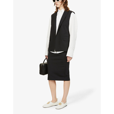 Shop Max Mara Conero High-rise Cotton-blend Midi Skirt In Black